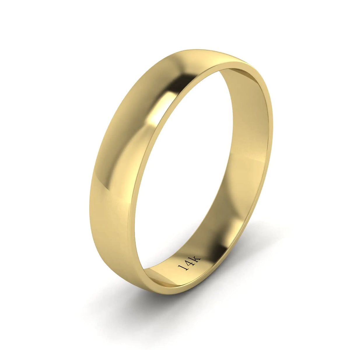 LANDA JEWEL Unisex Solid 14k Yellow Gold 4mm Comfortable Traditional Highly Polished Wedding Ring Plain Band (9.5)
