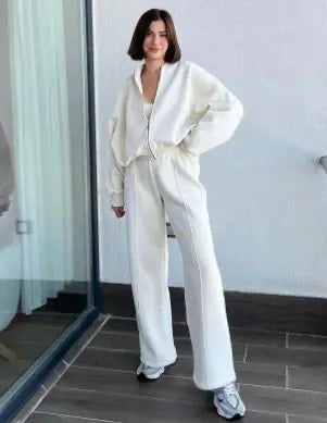 Loose Zip Sweater Casual Trousers Suit