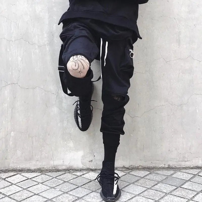 Men Black Cargo Trousers