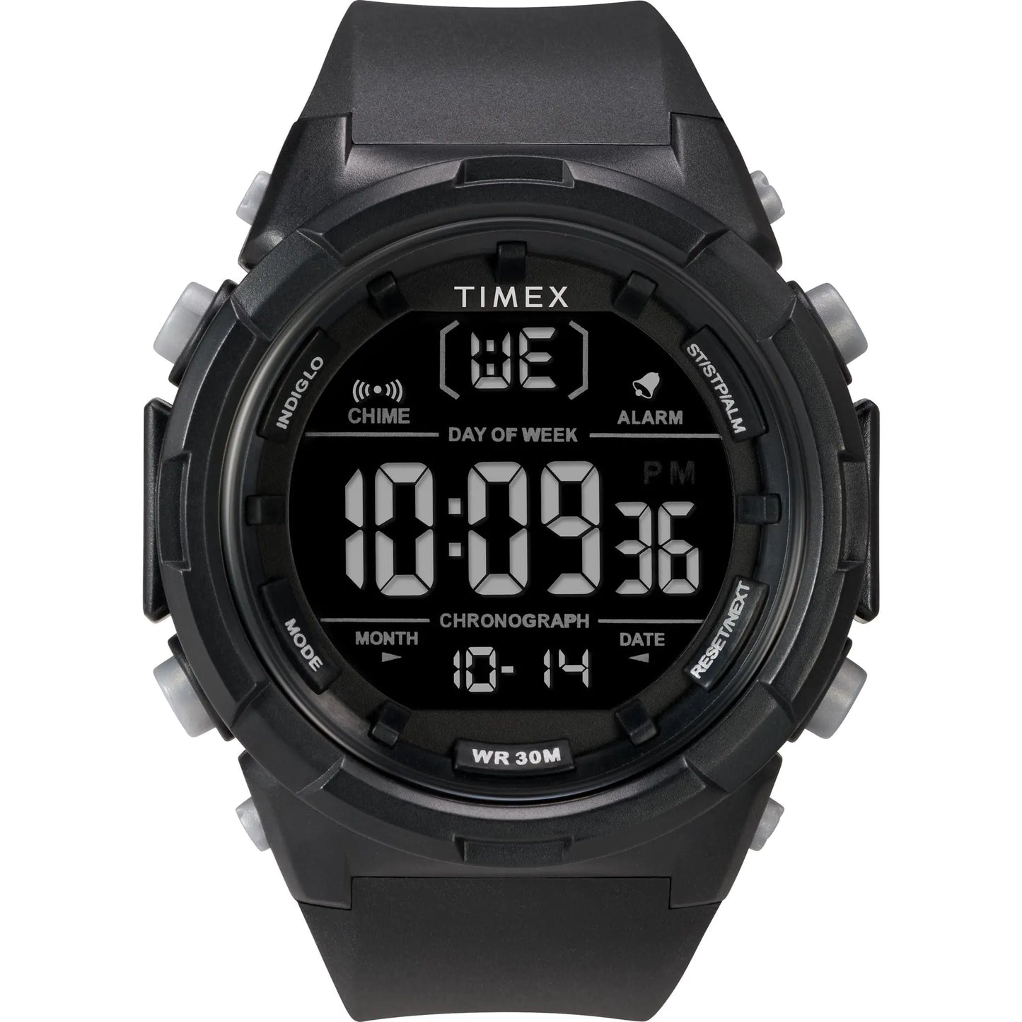 Timex Mens Digital 50mm Watch - Black Strap Digital Dial Black Case