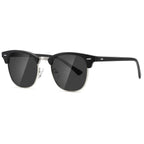 Gafas de sol polarizadas AEVOGUE para mujer y hombre, montura semi al aire, estilo retro, AE0369 (A1-Negro Mate Plateado)
