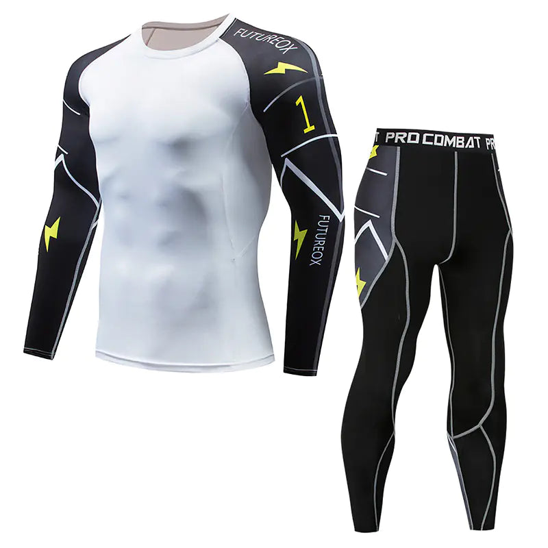 Men’s Athletic Long Sleeve Training Set – Performance Top & Tights for Gym and Combat Sports