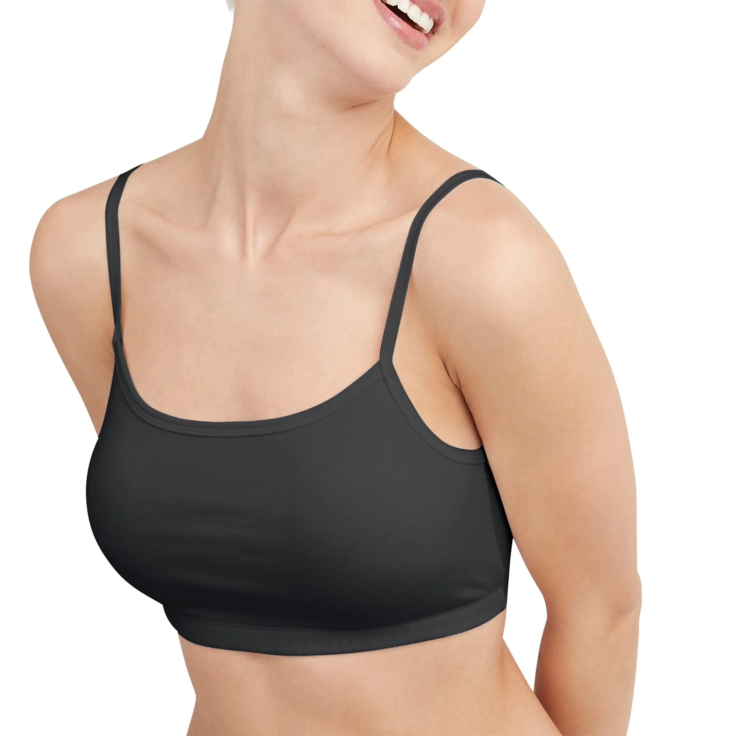 Hanes Damen Baumwoll-String-Bralette (3er-Pack) XL Schwarz/Schwarz/Schwarz