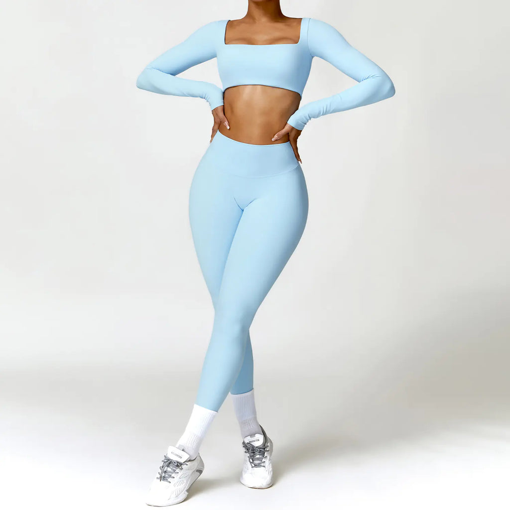 Women's 2PCS Yoga Tracksuit with Leggings and Crop Top
