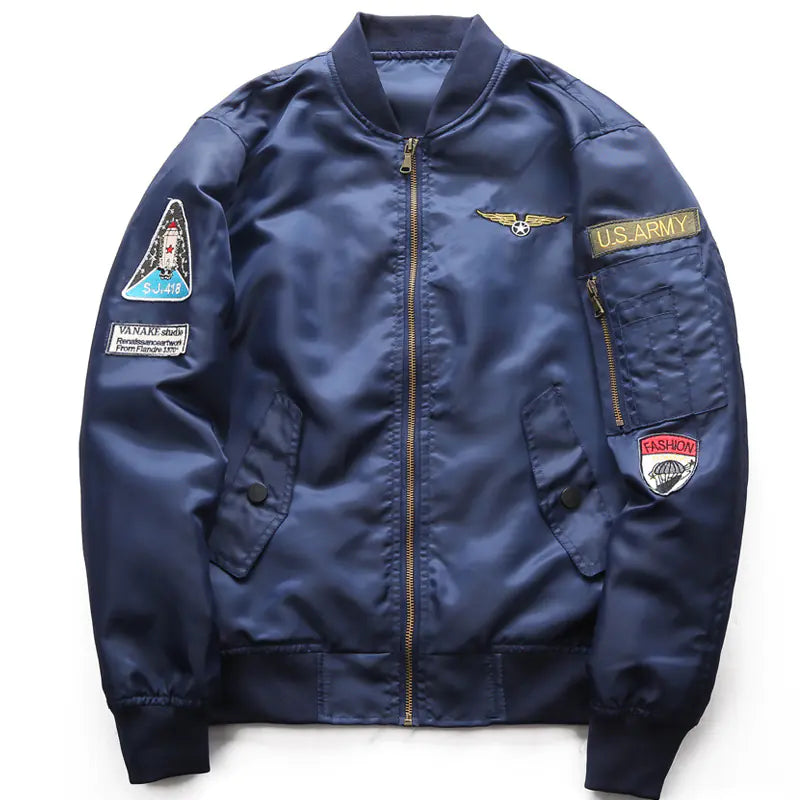 Men's Casual Stand Collar Jacket, Pilot Jacket