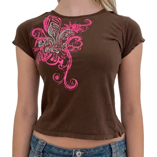 Women's Vintage Printed Short Sleeve T-Shirt