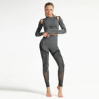 Camouflage Hollow Yoga Set with Seamless Leggings