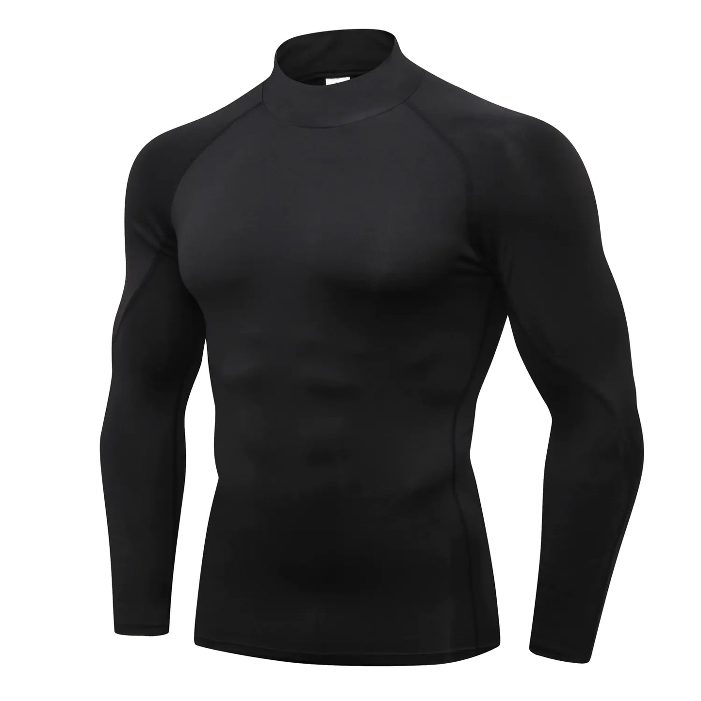 Men's High Neck Fitness Long Sleeve Athletic T-Shirt