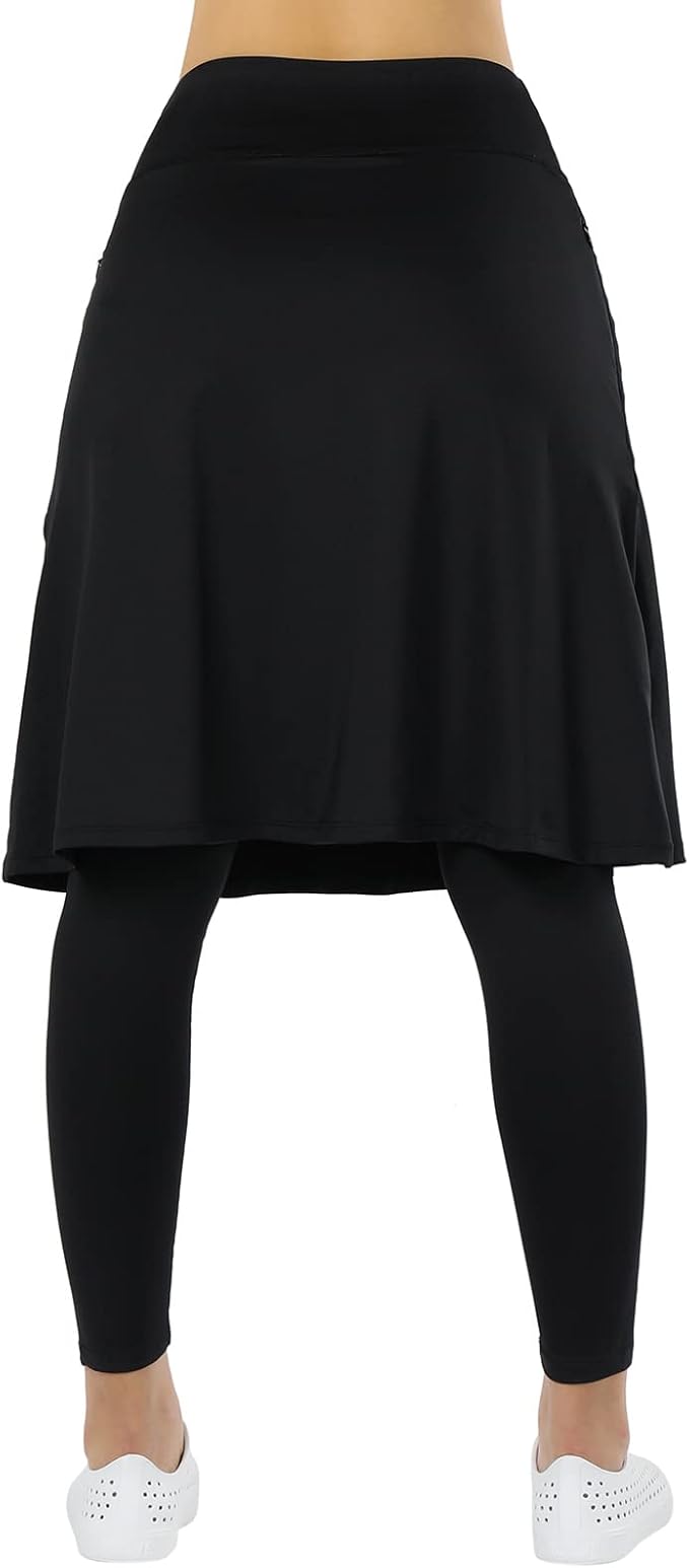 Women Knee Length Athletic Skirts - with Leggings