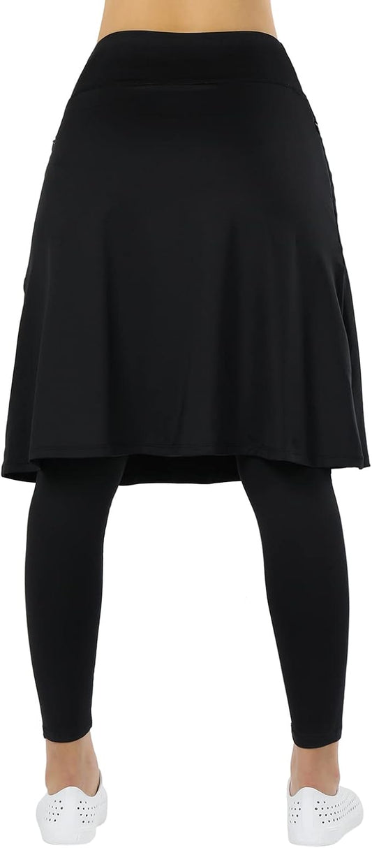 Women Knee Length Athletic Skirts - with Leggings