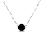 .925 Sterling Silber 1/3 Karat Lünettenfassung behandelter schwarzer Diamant Solitär 18" Halskette (Schwarze Farbe, I1-I2 Reinheit)