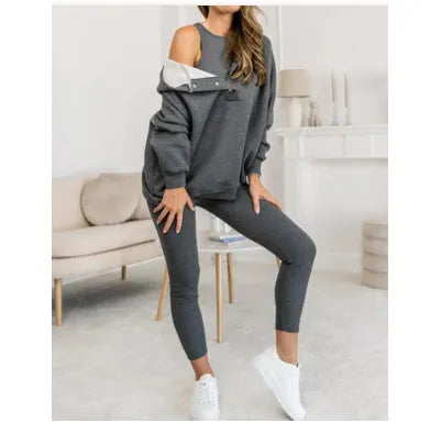 Women's Solid Color Vest Hoodie And Pants Set