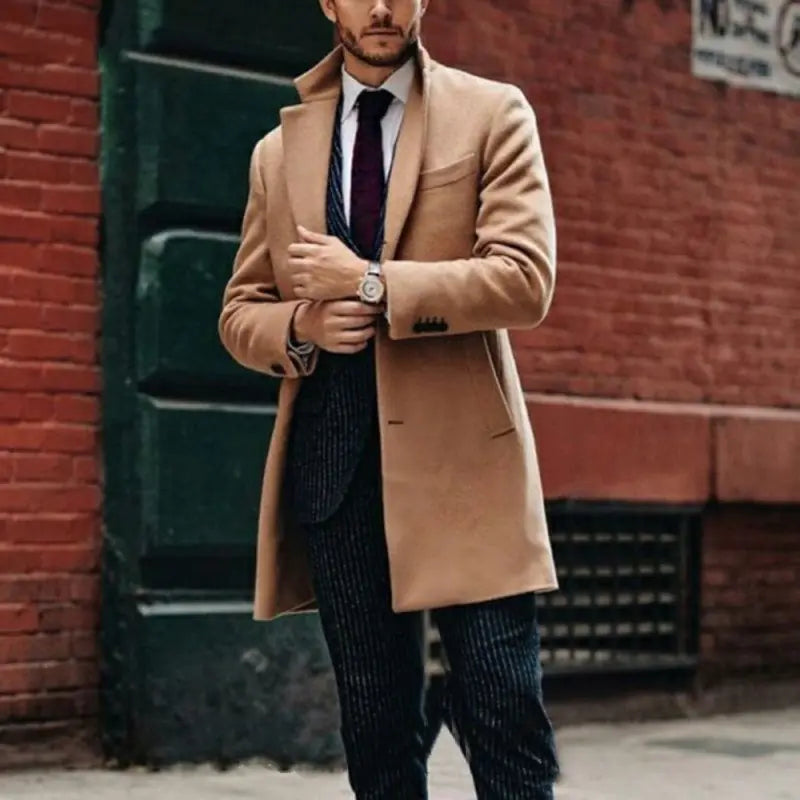 Men's Mid-Length Reversible Wool Coat
