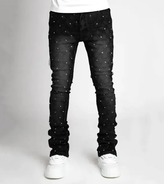 Slim Fit Blue Embellished Denim Jeans
