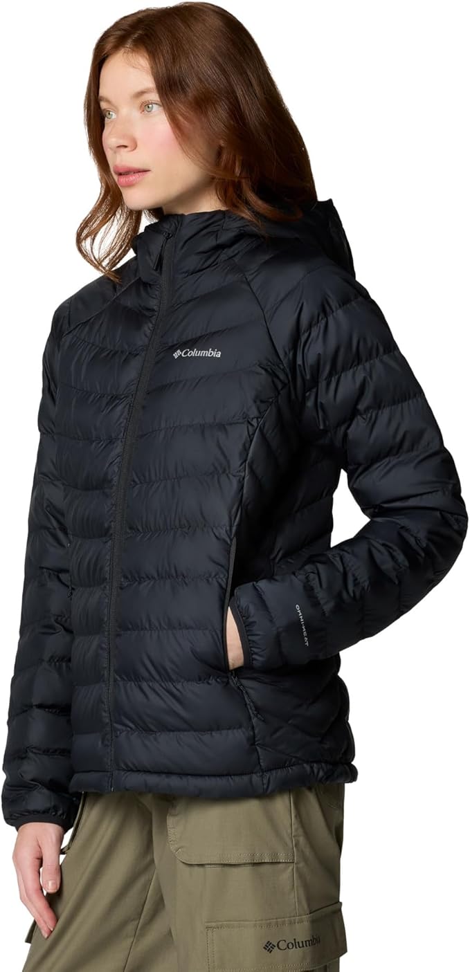 Chaqueta con capucha Columbia Powder Lite II para mujer, color negro, talla pequeña