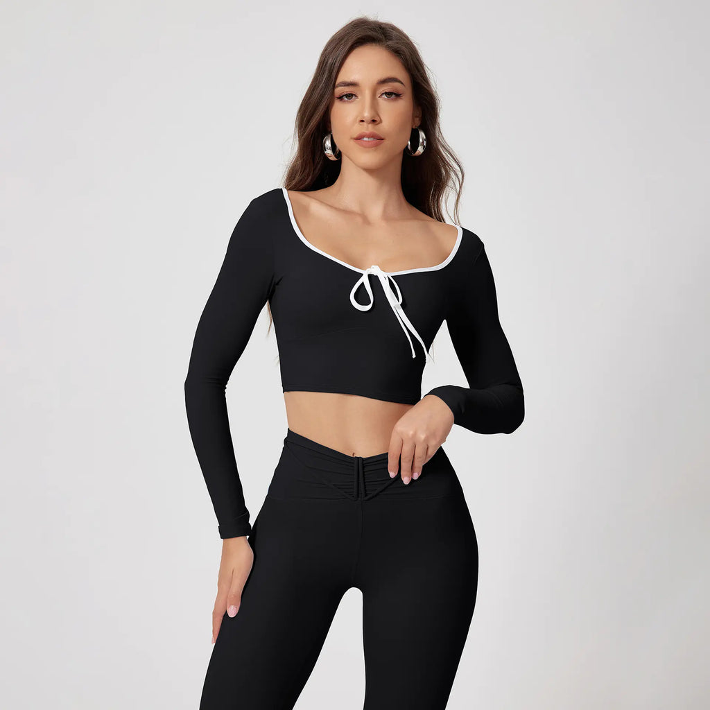 Round-neck High Waist Quick-drying Long Sleeve Yoga Wear Suit