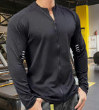 Men's Long Sleeve Running Jacket with Stand Collar