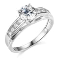 14k White Gold SOLID Wedding Engagement Ring - Size 9