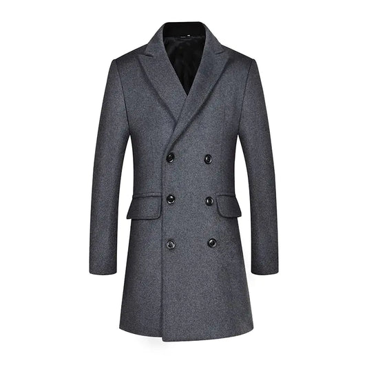Men's Mid-length Double-breasted Wool Coat