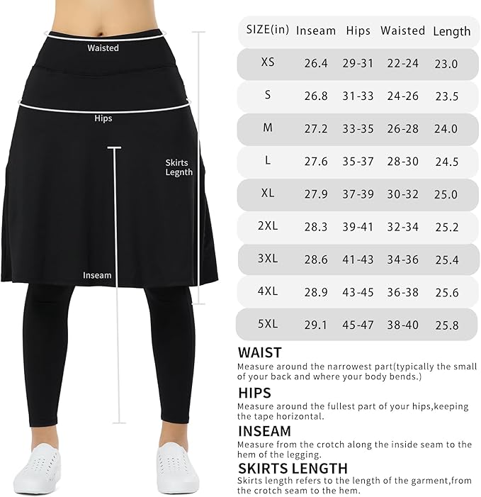 Women Knee Length Athletic Skirts - with Leggings