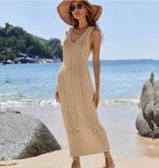 Knitted Hollow-Out Beach Cover-Up Dress