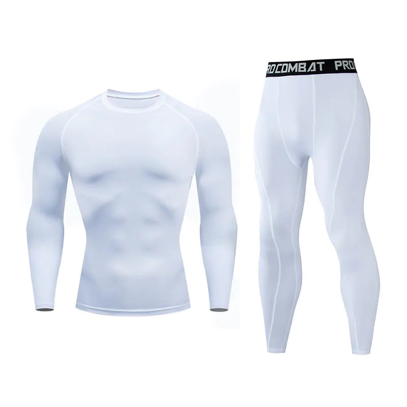 Men’s Fitness Set – Long Sleeve Athletic Outfit with Running Tights