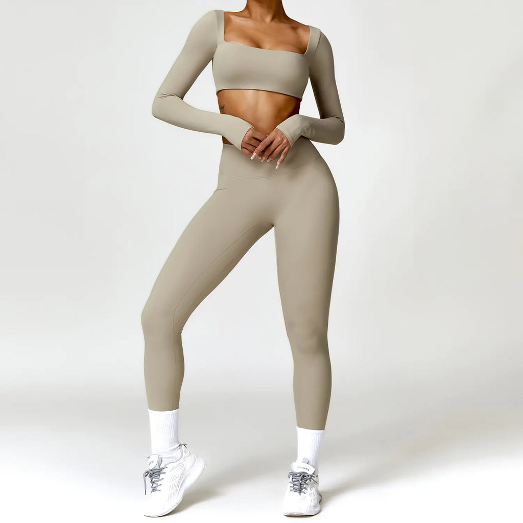 Women's 2PCS Yoga Tracksuit with Leggings and Crop Top