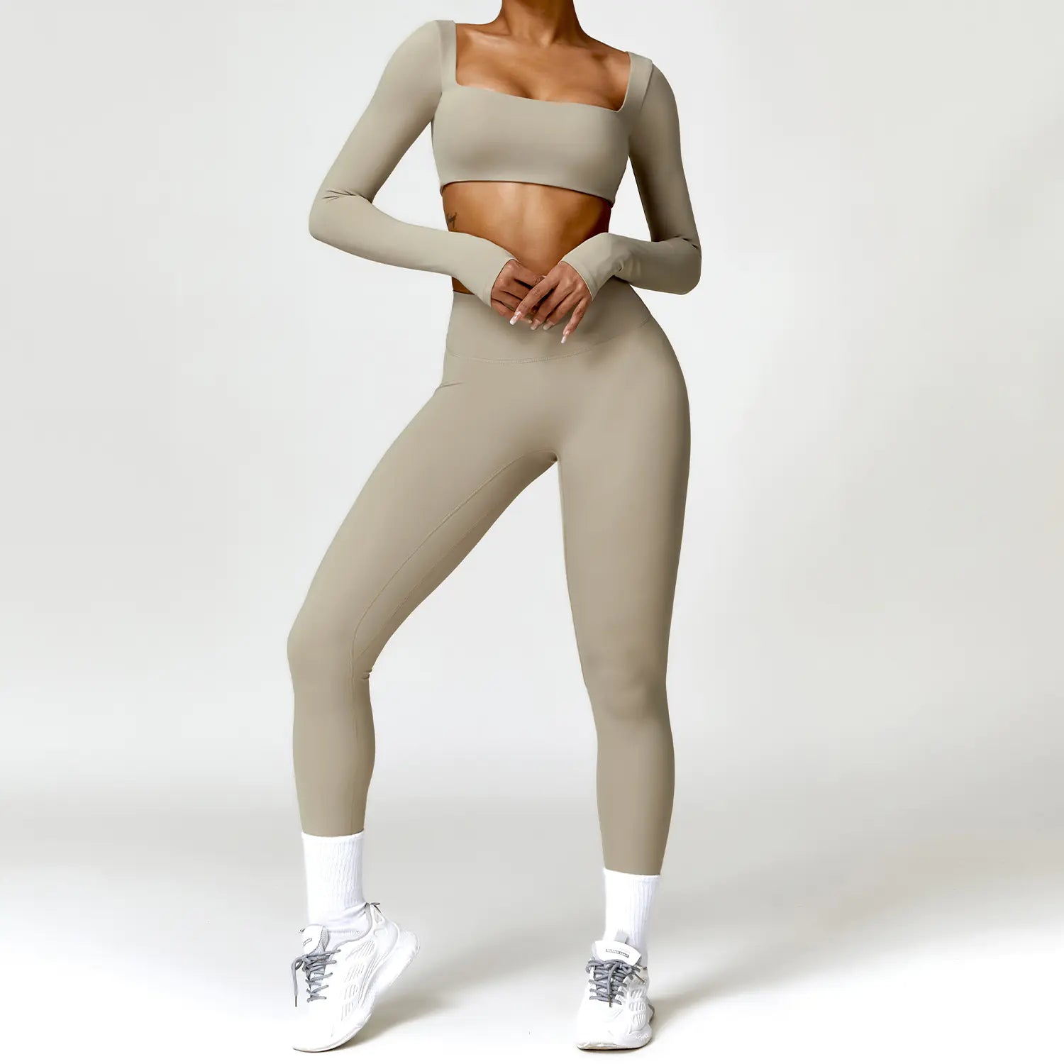Women's 2PCS Yoga Tracksuit with Leggings and Crop Top