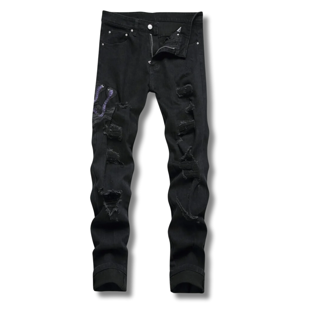 Schwarze Python-Jeans