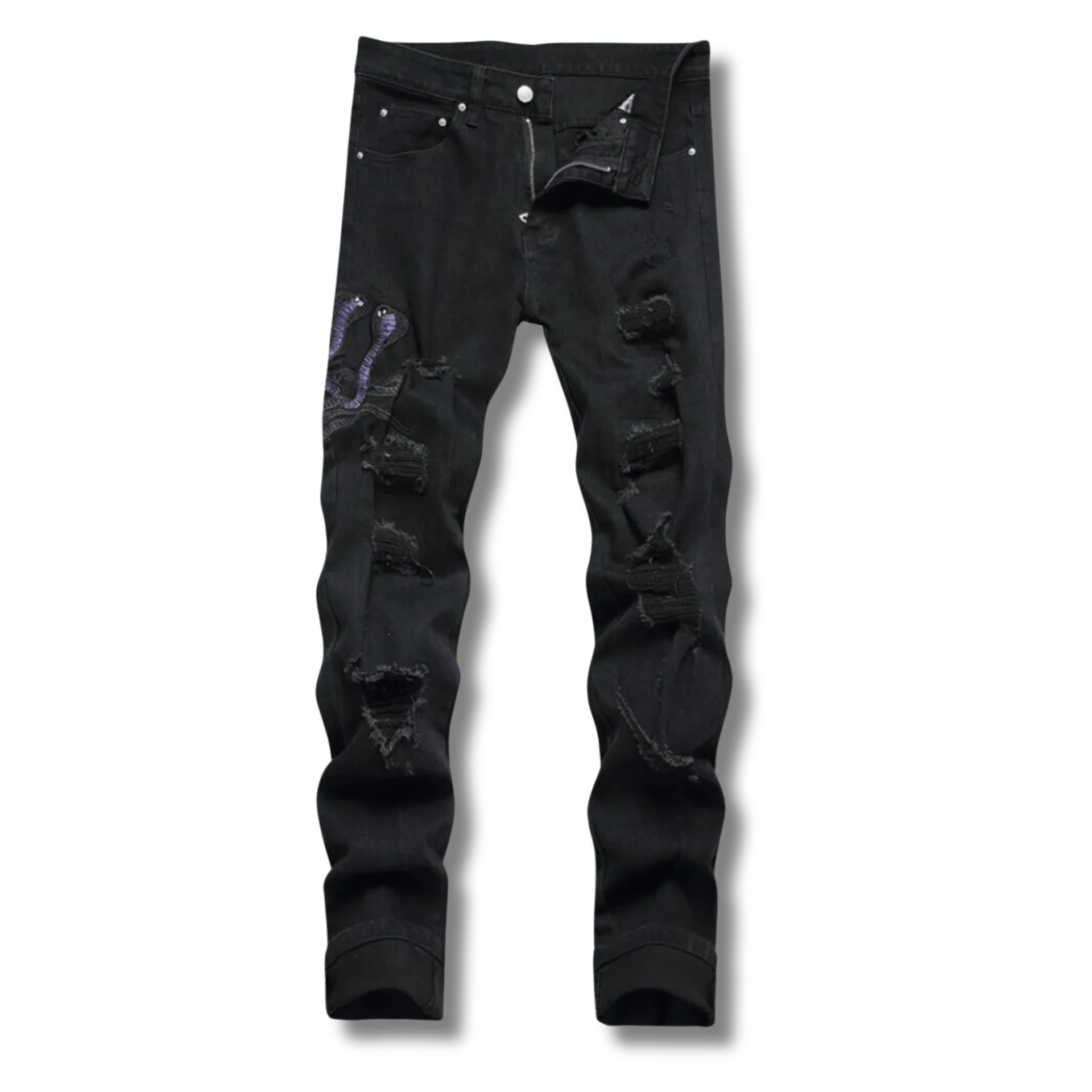 Schwarze Python-Jeans