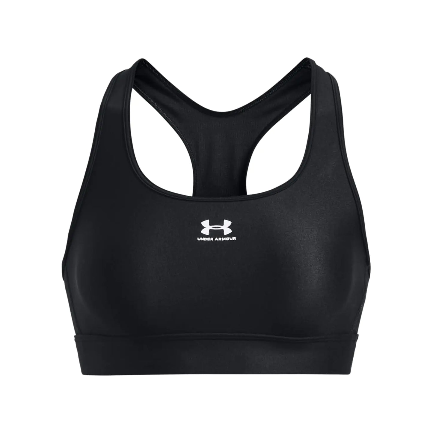 Under Armour Womens Standard HeatGear Mid Padless Sports Bra Black/Black/White