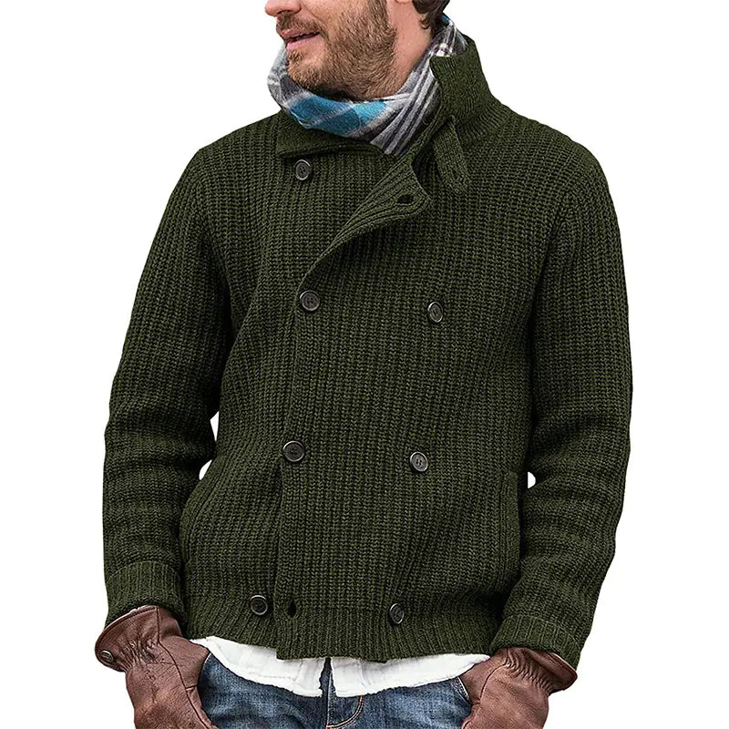 Multicolor Knitted Double-breasted Sweater Coat