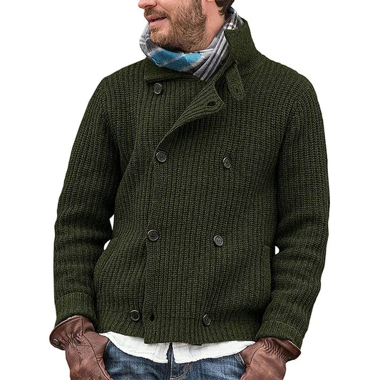 Multicolor Knitted Double-breasted Sweater Coat
