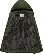 Mens Winter Coat Warm | Detachable Hood (Army GreenSmall)