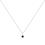 .925 Sterling Silver Treated Color Diamond Solitaire 18" Milgrain Pendant Necklace