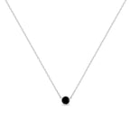 .925 Sterling Silber 1/3 Karat Lünettenfassung behandelter schwarzer Diamant Solitär 18" Halskette (Schwarze Farbe, I1-I2 Reinheit)