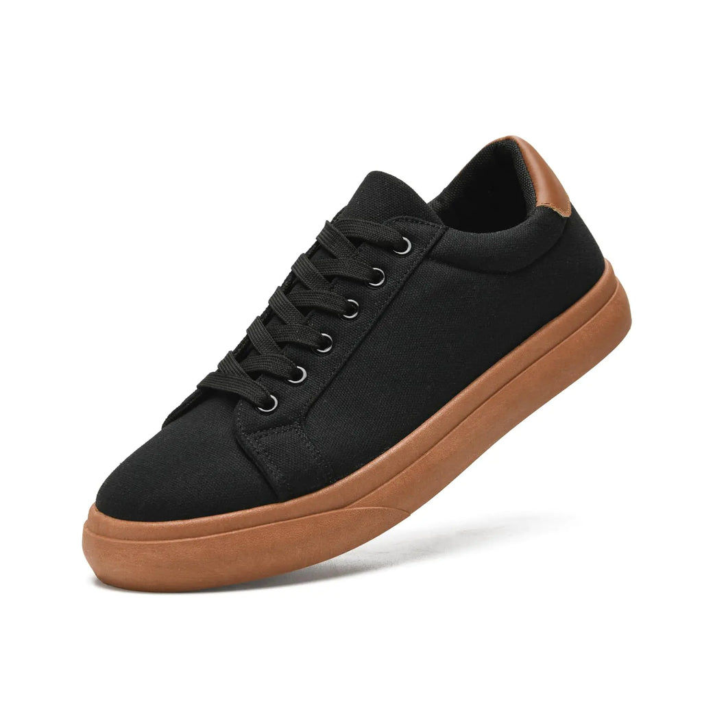V-CEN Canvas-Schuhe für Damen und Herren, niedrige Schnürschuhe, bequeme Tennisschuhe, modische Damen-Sneaker, klassische Freizeitschuhe, Schwarz-Braun