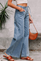 Zoe Medium Wash Super Wide Leg Denim Pants