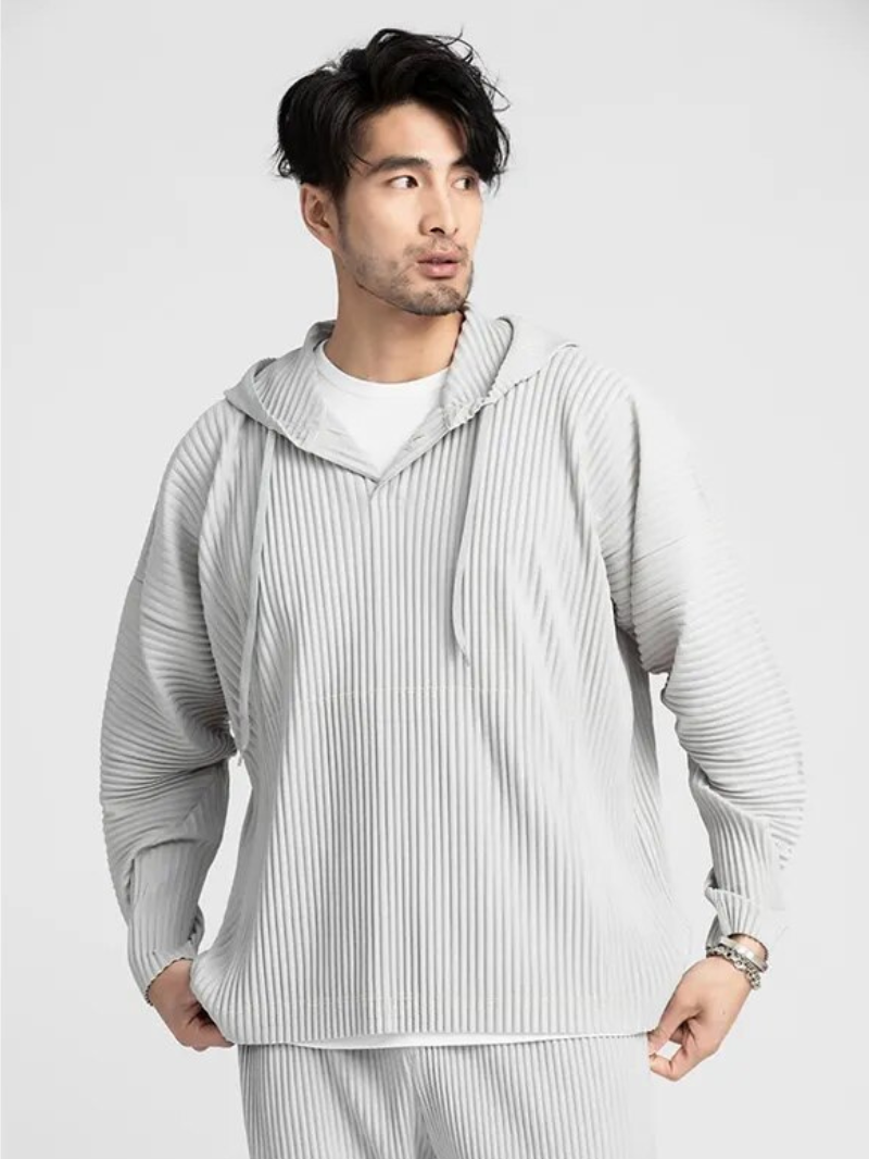Men’s Pleated Lounge Pullover – Soft, Minimalist