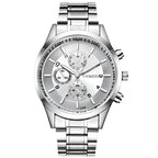 Slim Men's Black Gold Steel Band Sports Watch with Glow
