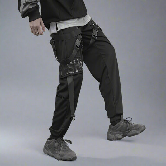Mens Streetwear Joggers Techwear Clothing Urban Hip Hop Trousers Black Streetwear Gothic