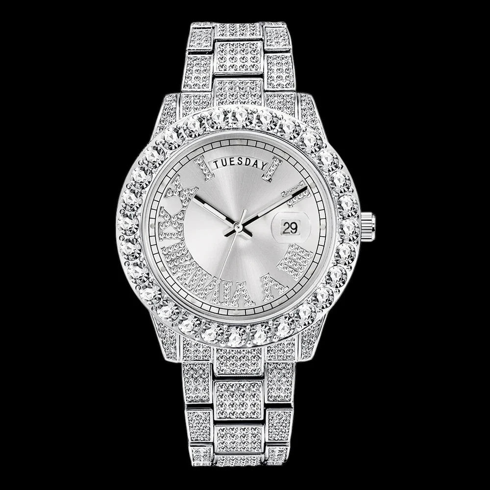 Luminous Women's Quartz Watch with Diamond Inlaid Waterproof Design and Calendar