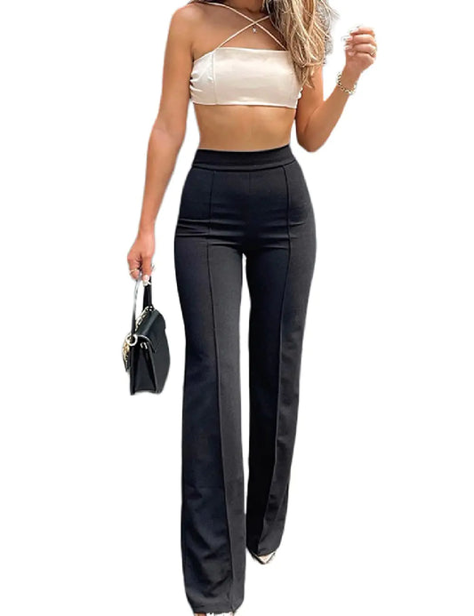 LIVECLOTH Womens Black Flare Pants for Business