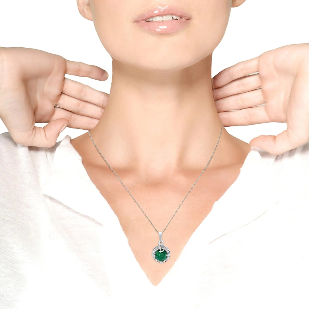 Halskette mit Milgrain-Anhänger, 925er Sterlingsilber, Solitär-Diamant, 45,7 cm