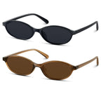 KUGUAOK - Gafas de sol ovaladas retro para mujer, diseño de los años 90, pequeñas gafas de sol tipo ojo de gato, protección UV, estilo Y2K, tonos estrechos y modernos