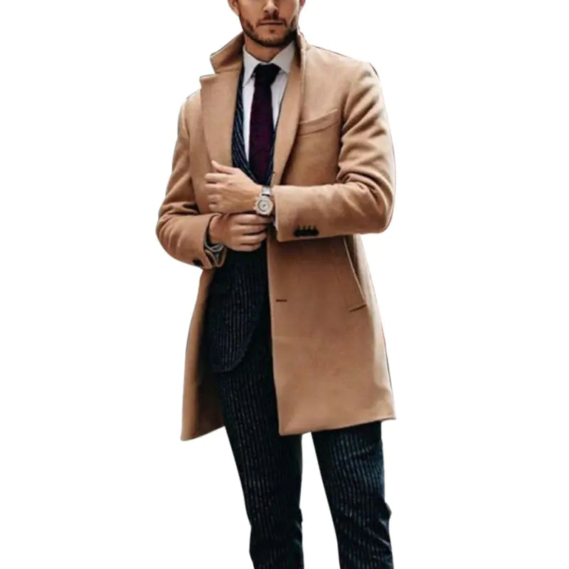 Men's Mid-Length Reversible Wool Coat