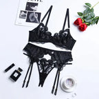Set Of Mesh Embroidered Lingerie
