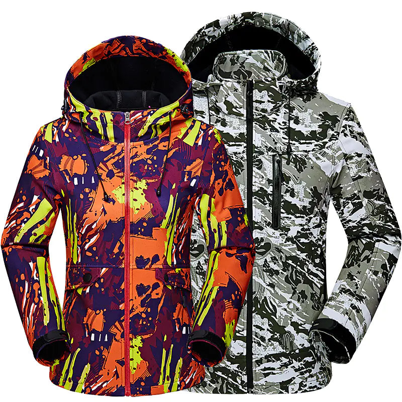 Outdoor Fleece Soft Shell Jackets for Couples (Camo)