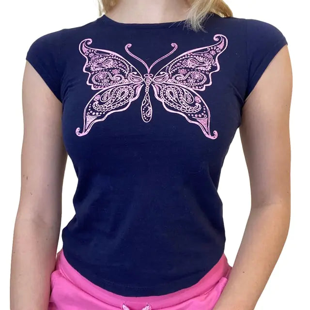 Women's Vintage Printed Short Sleeve T-Shirt