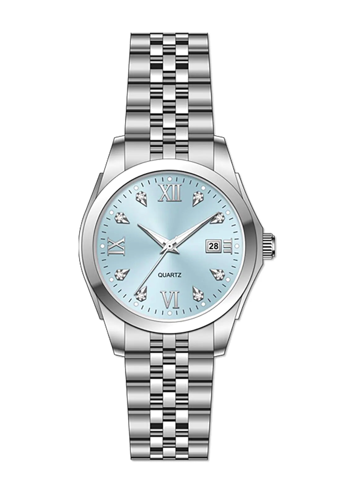 Reloj de pulsera BESTKANG para mujer, de acero inoxidable, de cuarzo, luminoso, resistente al agua, de negocios (azul)